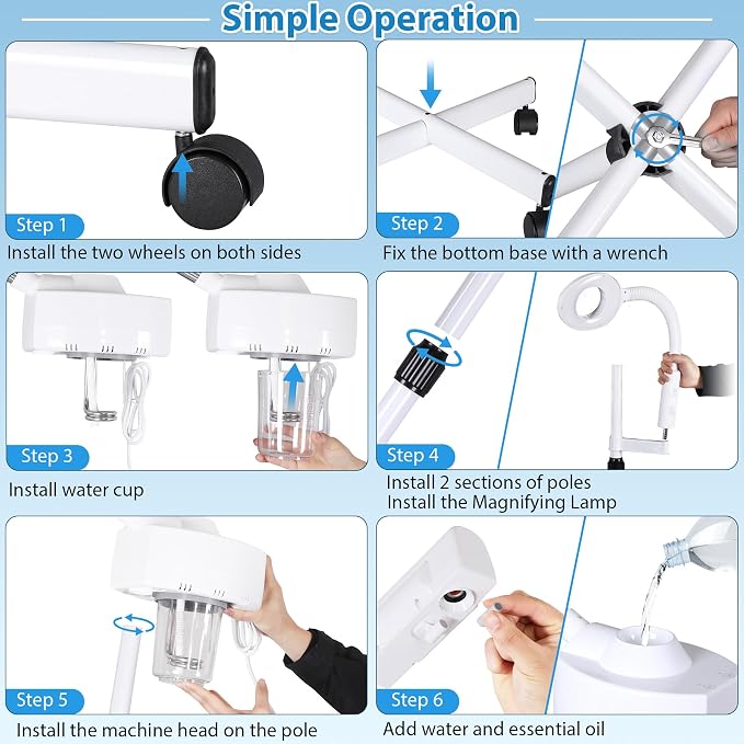 2 in 1 Facial Steamer 5X Magnifying Lamp - Image 4