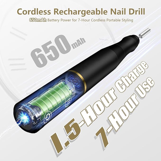 TUOBEO Cordless Nail Drill Electric Rechargeable File Kit, Professional Efile - Image 2