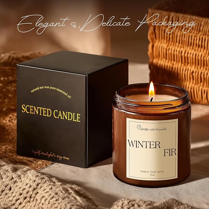 Fir Scented Candles for Home, Natural Soy Wax Aromatherapy Non Toxic Winter Fir - Image 10