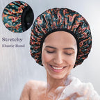 Paisley Satin Shower Cap, Three-Layer Terry Cloth Lined, - Image 6