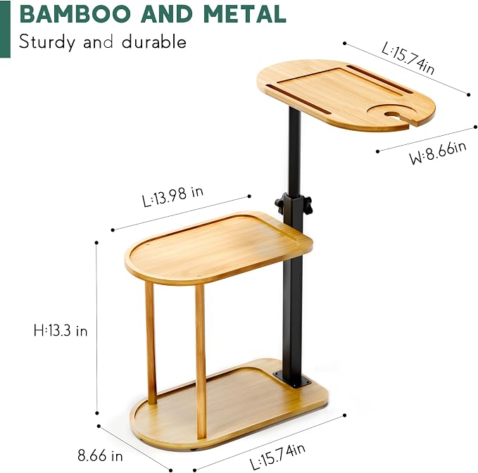 Yumkfoi 3 Layer Bath Tub Tray Table, Freestanding Bamboo Bath Tray Caddy - Image 6