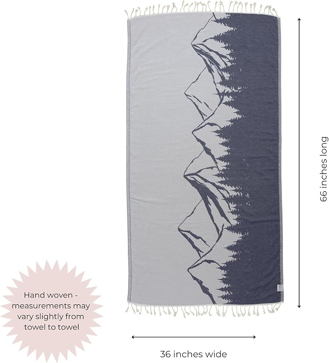 InfuseZen Turkish Towel with Mountain Landscape – 100% Organic Turkish Cotton - Image 3
