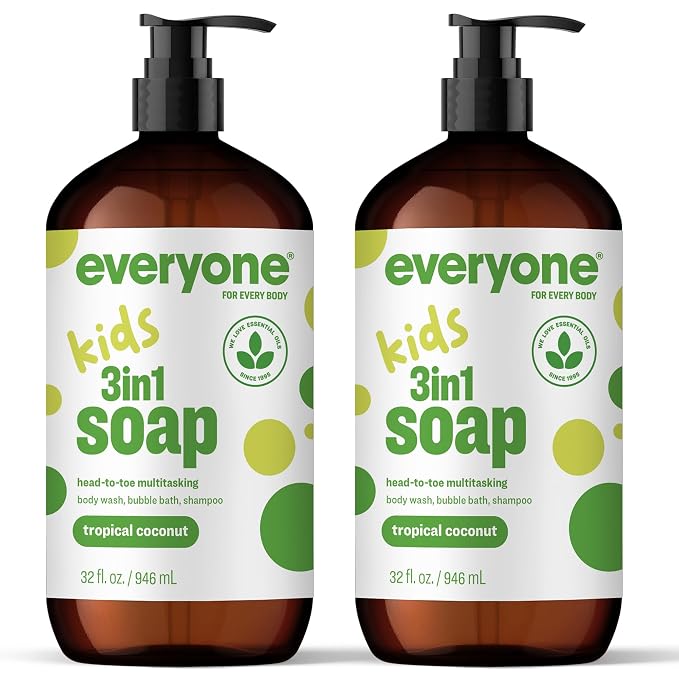 Everyone 3-in-1 Kids Soap, Body Wash, Bubble Bath, 32 Ounce, Tropical Coconut by Everyone