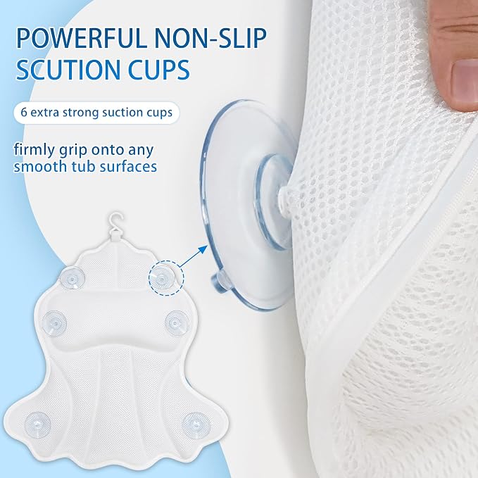 Poemland Bath Pillow for Tub, Luxury Bath Pillow Soft 4d Mesh, Bathtub Pillow - Image 8