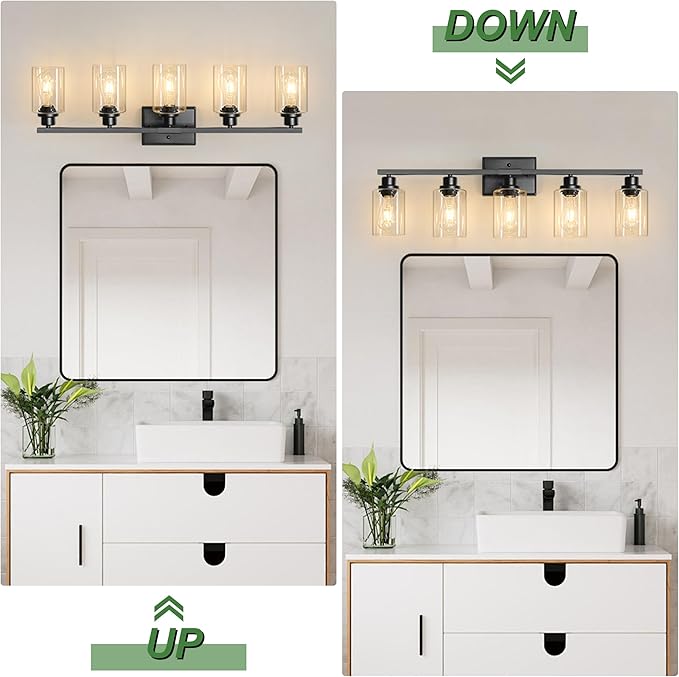 Ascher 5-Light Bathroom Light Fixtures, 33 Inch Vanity Lights - Image 4