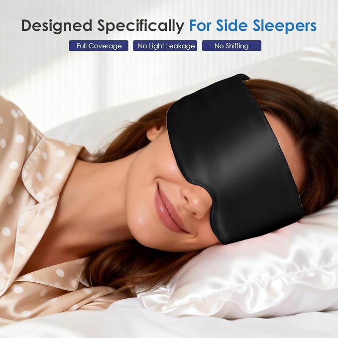 Weighted Eye Mask for Sleeping, Silk Sleep Mask for Side Sleeper - Image 3