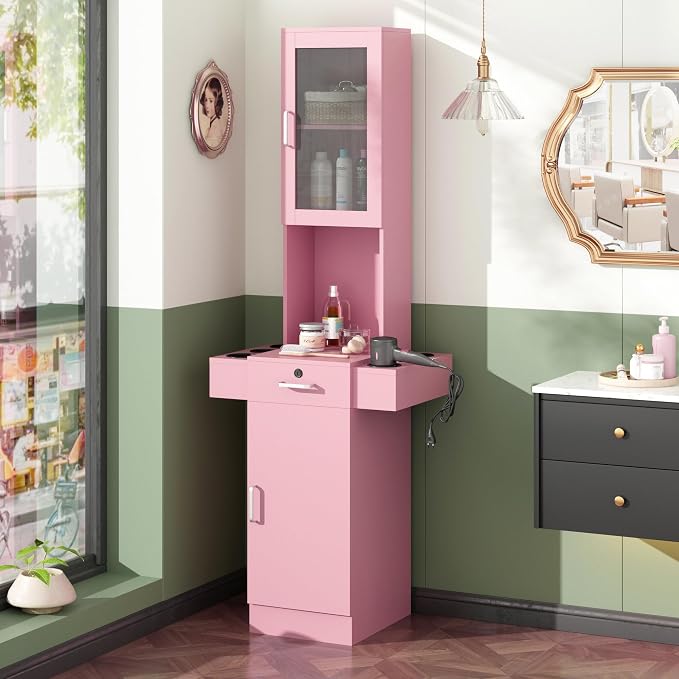 RESHABLE Salon Station for Hair Stylist, Hair Styling Storage Cabinet by RESHABLE