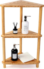 Bamboo Corner Shower Caddy Stand 3-Tier Waterproof, Free Standing Bathroom by Unknown