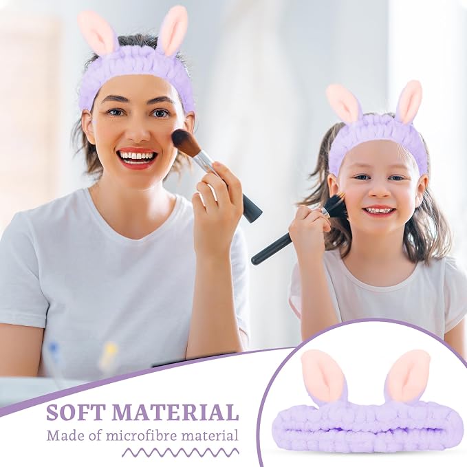 Jowmoy Cute Rabbit Ears Headband Frog Eye Elastic to Wash Face - Image 6