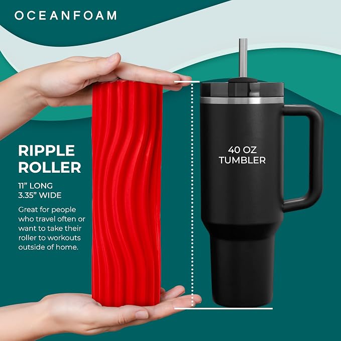 Oceanfoam Ripple Travel Foam Roller Firm Mini Foam Roller - Image 2