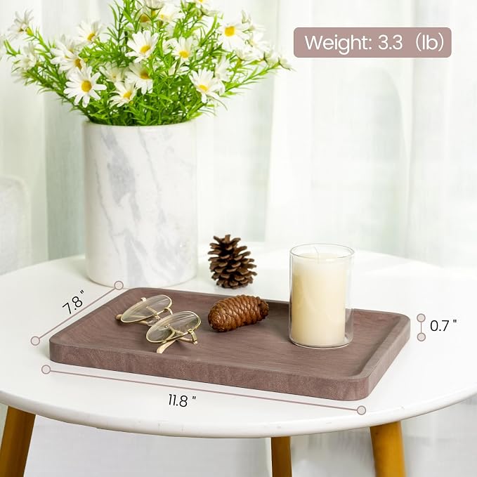 Karibiber Marble Vanity Tray, 11.8in Sandstone Bathroom Kitchen Tray - Image 3