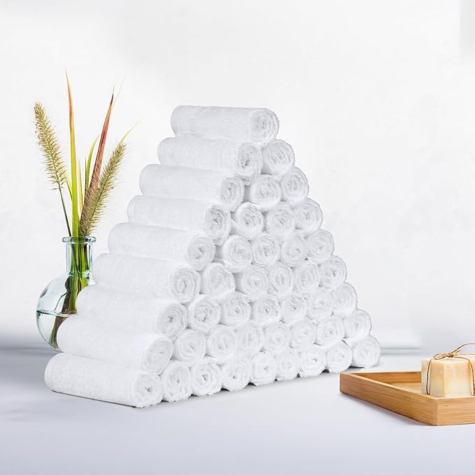 Amazon Basics Highly Absorbent, Fast Drying 100% Cotton Washcloths - Image 4