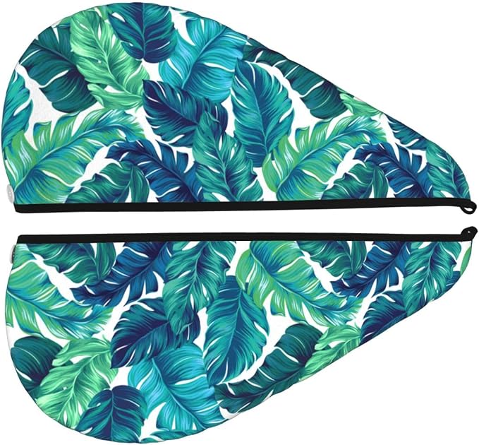Tropical Palm Leaves Hair Towel Wrap Microfiber Fast Drying Hair Turban - Image 3