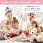 Casoty 6 Pcs Skincare Spa Headband Make Up Headbands, Bow Hair Band, Soft Coral - Image 4