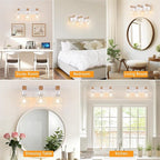 FadimiKoo 3-Light Farmhouse White Bathroom Vanity Light Fixtures, Rustic Wood - Image 7