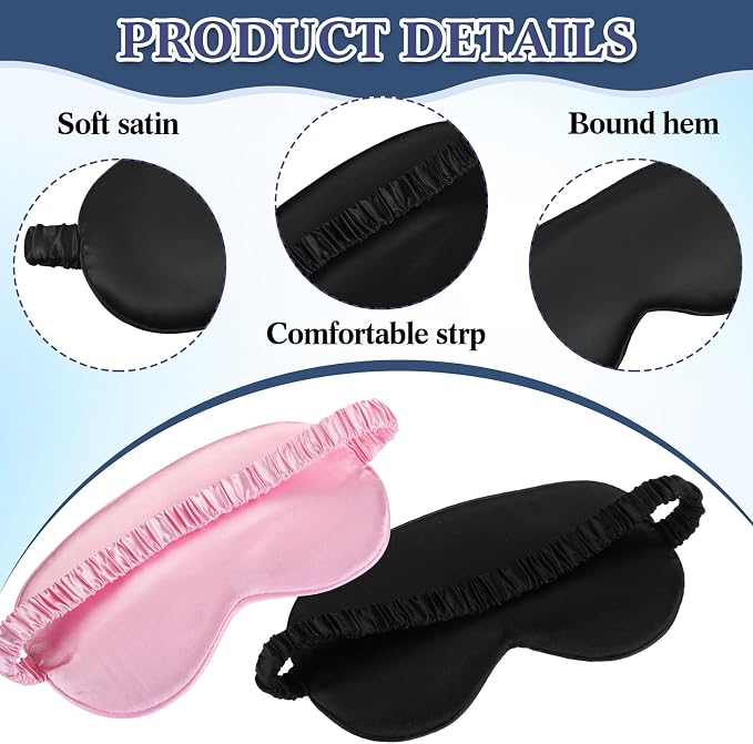 Cutecrop 12 Pcs Silk Sleep Masks Soft Satin Eye Masks - Image 5