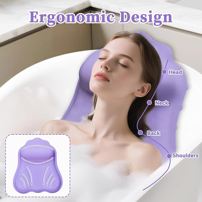 Luxury Silicone Bath Pillow for Tub, New Cloud-Soft 4D Air-Cushion Bathtub - Image 2