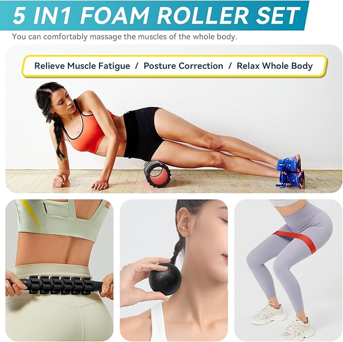Krightlink 5 in1 Foam Roller Set, High Density Deep Tissue Massager - Image 6