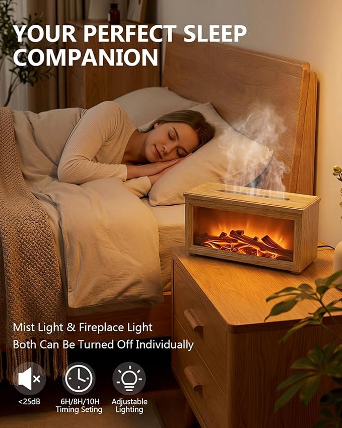 Essential Oil Diffuser, 7-Color Fireplace Fire Flame Aromatherapy Humidifier - Image 5