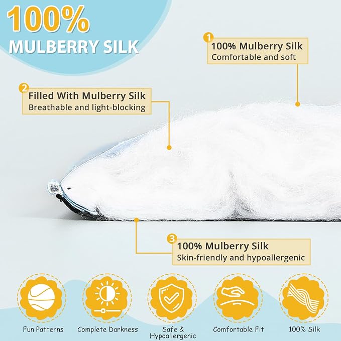 Kids Silk Sleep Mask – 100% Mulberry Silk Eye Cover, Kid Eye Mask - Image 3