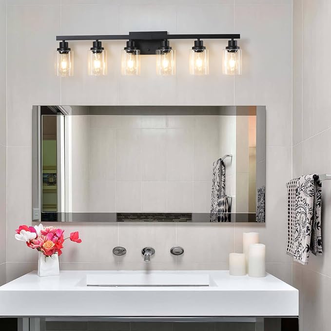 6-Light Black Vanity Lights 38'' Modern Bathroom Vanity Lighting Fixtures Above - Image 9