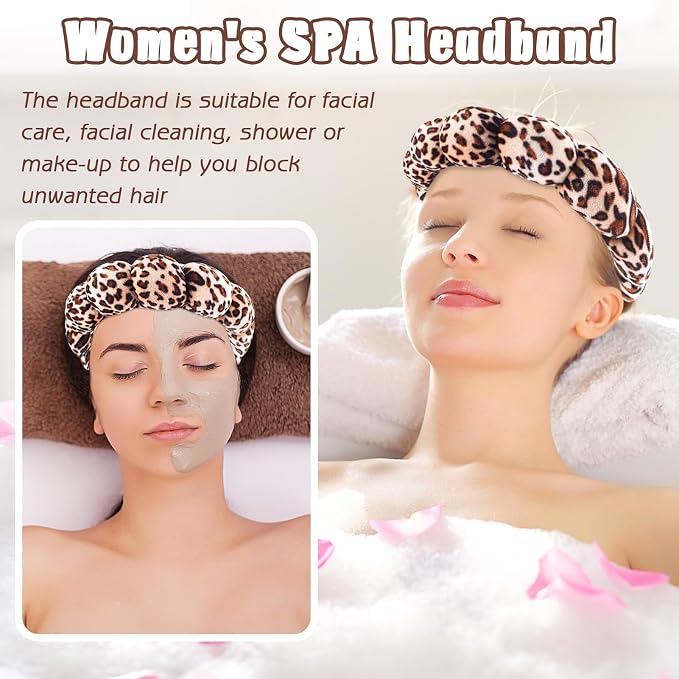 Zkptops Spa Headband for Washing Face Wristband Set Sponge Makeup Skincare - Image 3