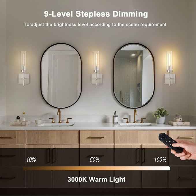 SANTOSTOCK Brushed Nickel Battery Operated Wall Sconces - Image 5
