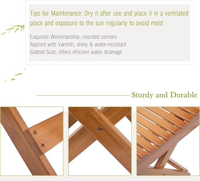Folding Bamboo Stool for Shower, Leg Shaving and Foot Rest, Natural Bamboo - Image 7