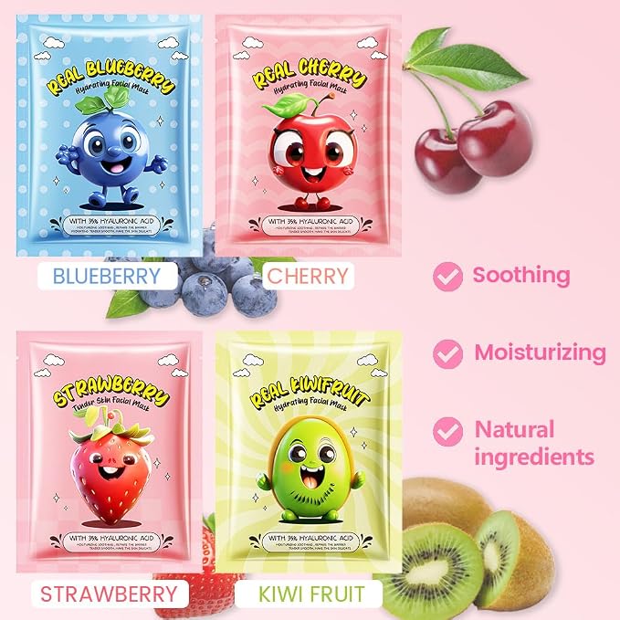 Kaely 40 Pack Bulk Face Masks for Kids, Kids Face Mask Spa Day Kit Supplies - Image 4