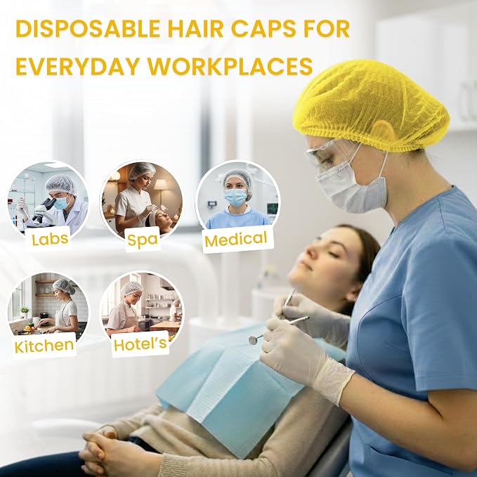 Disposable Bouffant Caps 21 Inch Non Woven Hair Net Elastic Head Cover - Image 5
