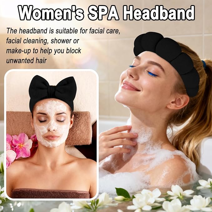 Zkptops 6Pcs Spa Headband for Washing Face Wristbands Set Women Bubble Makeup - Image 7