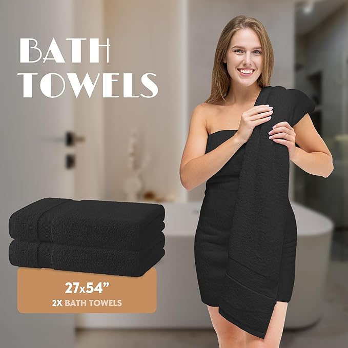 Black Bath Towel Set of 6 - Image 4