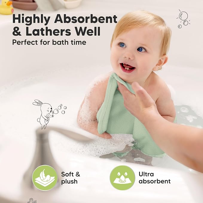 6-Pack Baby Washcloths – Soft Absorbent Viscose from Bamboo Washcloths - Image 3