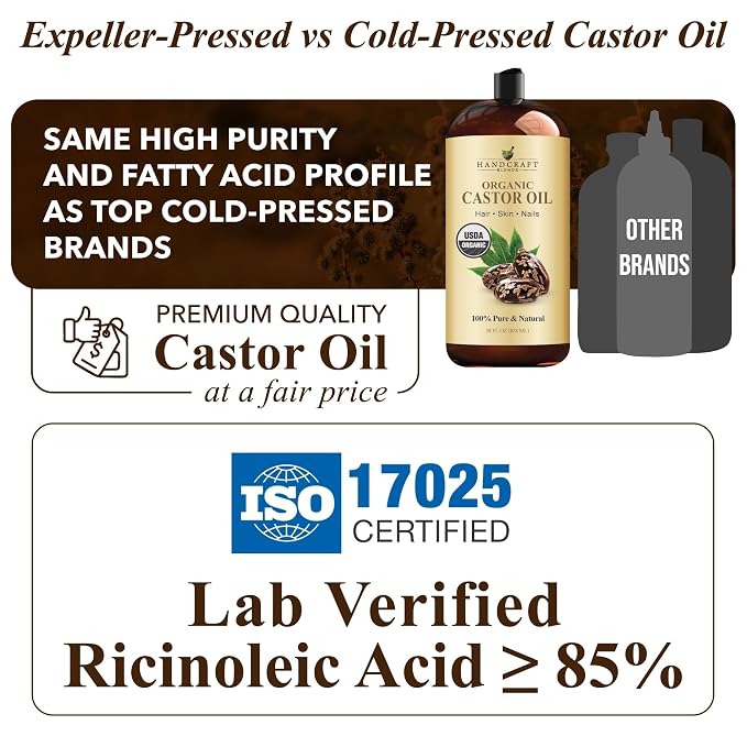 Handcraft Blends Organic Castor Oil 28 Fl Oz | 100% Pure and Natural | Premium - Image 2