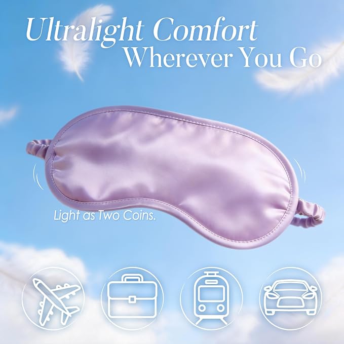 LULUSILK 100% Mulberry Silk Sleep Mask, Lavender Silk Eye Cover - Image 7
