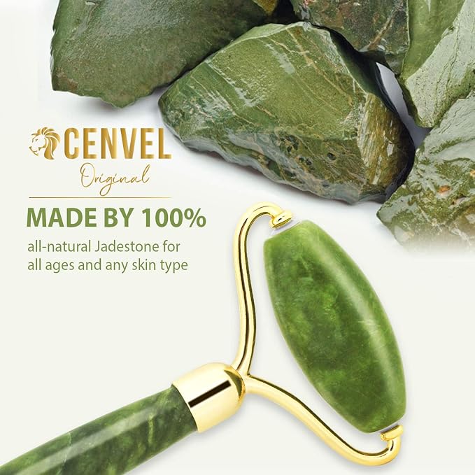 100% Real Crystal Jade Stone Roller and Gua Sha Set - Image 6