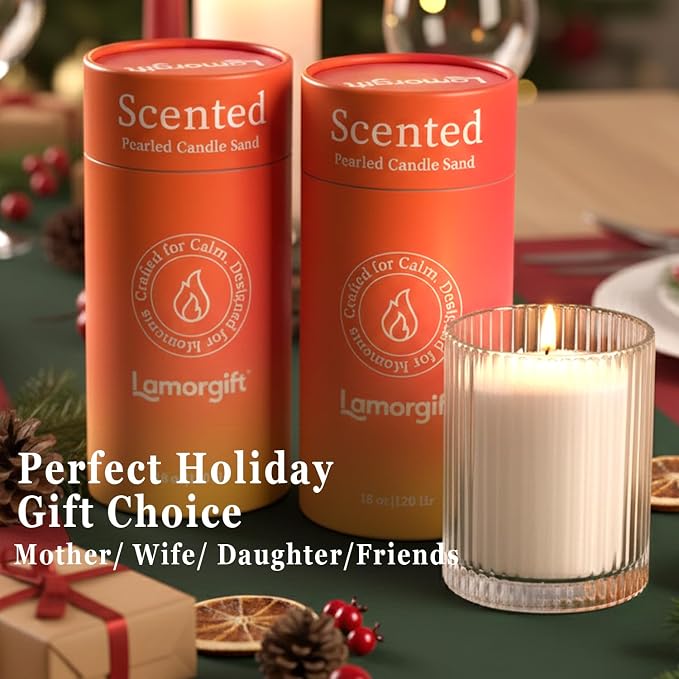 36oz Scented Candle Sand Wax, Citrus& Lavender- 2 Tubes Scented Pearled Candles - Image 6