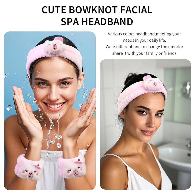 Kawaii Spa Headband and Wristband Set - Image 2