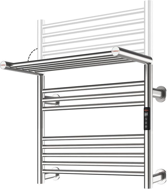High-Density Foldable Heated Towel Rack, Smart Dual-Zone App/Voice Control by Caldayx