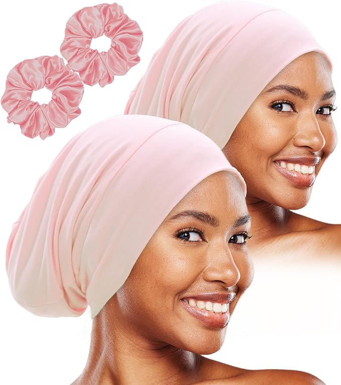 Sleep Cap Bonnet for Sleeping Black Women, Adjustable Cooling Ice Silk Lined by vidsel