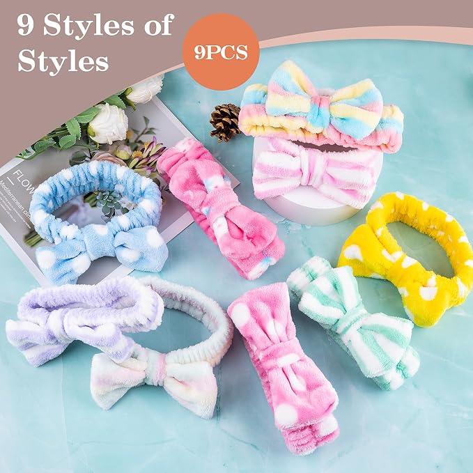 9 Pcs Spa Headband for Washing Face, Skincare Headband, Microfiber Makeup - Image 3