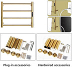 Heated Towel Rack Gold, 4 Bars Towel Warmer Rack - Image 5