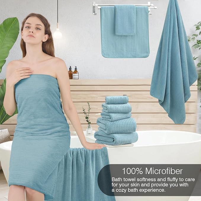 18 Piece Family Bath Towel Set Include 6 Bath Towels, 6 Hand Towels and 6 - Image 4