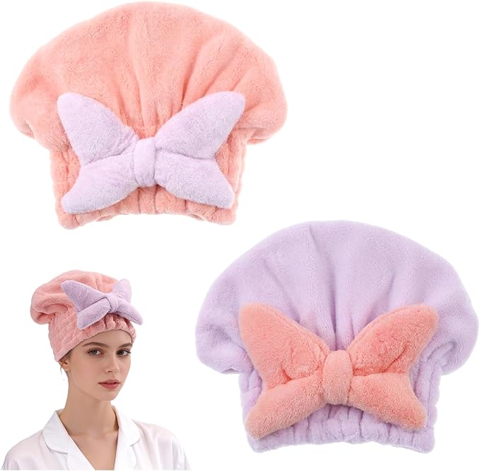 2Pcs Skin-Friendly Hair Drying Cap Quick-Drying Hair Towel Cap Microfiber by Unknown