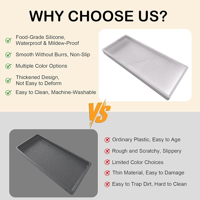 Bathroom Vanity Tray, Silicone 11.8 x 5 Inch Bathroom Counter Tray Decor - Image 5