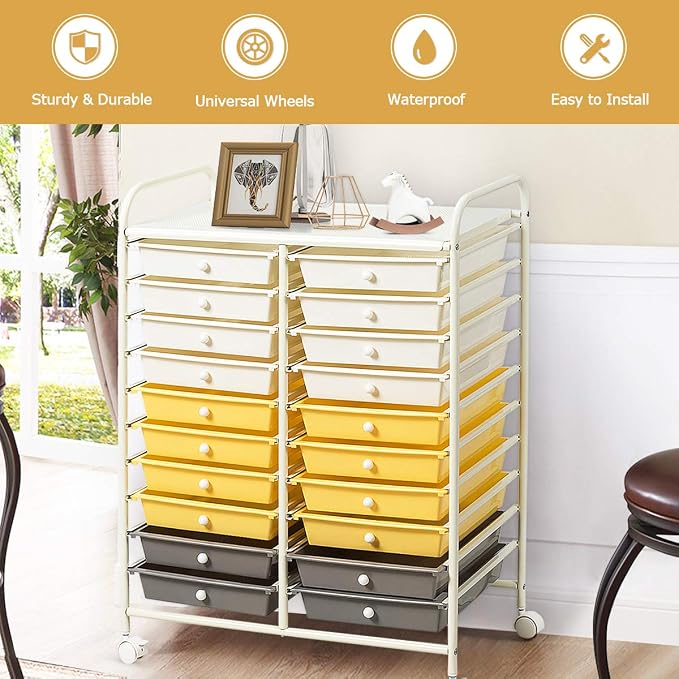 Giantex 20 Drawer Rolling Storage Cart Tools Scrapbook Paper Office School - Image 5