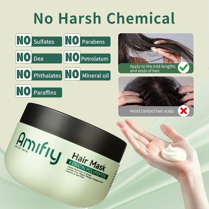 Keratin Hair Mask, Anti-Frizz, Intensive Hydrating & Repairing Deep Conditioner - Image 7