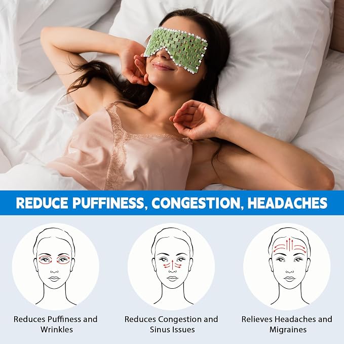 Coume 4 Pcs Jade Eye Mask Reusable Sage Green Facial Cooling Mask - Image 4