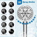 Hibbent 5-spray Dual Filtered Rainfall Shower Head Combo, High Pressure 13'' - Image 3