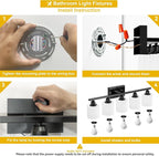 Sailstar 5-Light Bathroom Light Fixtures Over Mirror, Matte Black Vanity Lights - Image 7